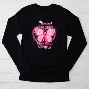 Blessed To Be Called Breast Cancer Survivor Pink Butterfly Longsleeve Tee