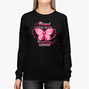 Blessed To Be Called Breast Cancer Survivor Pink Butterfly Longsleeve Tee 3 2