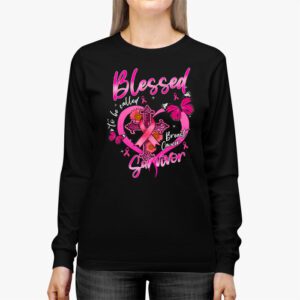 Blessed To Be Called Breast Cancer Survivor Pink Butterfly Longsleeve Tee 3 6