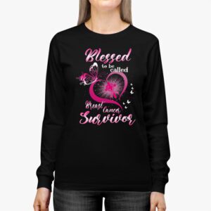 Blessed To Be Called Breast Cancer Survivor Pink Butterfly Longsleeve Tee 3 8