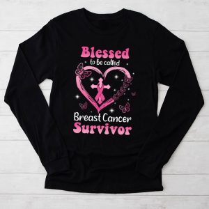 Blessed To Be Called Breast Cancer Survivor Pink Butterfly Longsleeve Tee