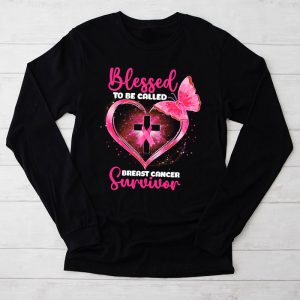 Blessed To Be Called Breast Cancer Survivor Pink Butterfly Longsleeve Tee