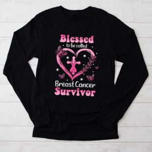 Blessed To Be Called Breast Cancer Survivor Pink Butterfly Longsleeve Tee