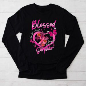 Blessed To Be Called Breast Cancer Survivor Pink Butterfly Longsleeve Tee