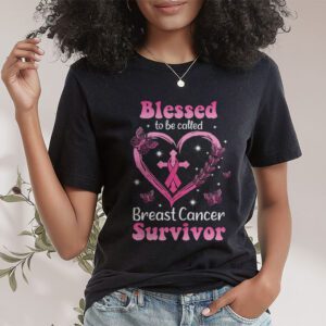 Blessed To Be Called Breast Cancer Survivor Pink Butterfly T Shirt 1