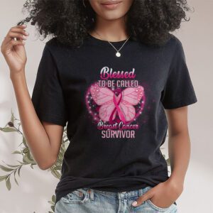 Blessed To Be Called Breast Cancer Survivor Pink Butterfly T Shirt 1 4