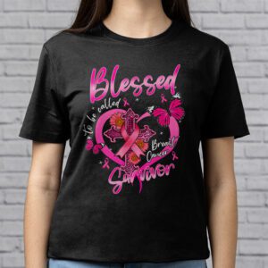 Blessed To Be Called Breast Cancer Survivor Pink Butterfly T Shirt 2 1