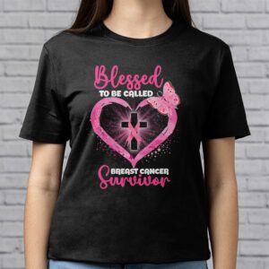 Blessed To Be Called Breast Cancer Survivor Pink Butterfly T Shirt 2 2