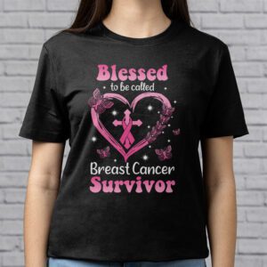 Blessed To Be Called Breast Cancer Survivor Pink Butterfly T Shirt 2