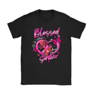 Blessed To Be Called Breast Cancer Survivor Pink Butterfly T-Shirt