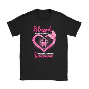 Blessed To Be Called Breast Cancer Survivor Pink Butterfly T-Shirt