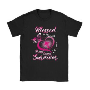 Blessed To Be Called Breast Cancer Survivor Pink Butterfly T-Shirt