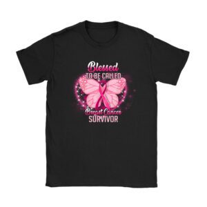 Blessed To Be Called Breast Cancer Survivor Pink Butterfly T-Shirt