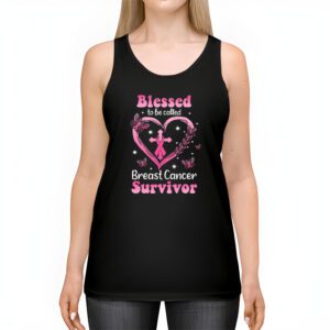 Blessed To Be Called Breast Cancer Survivor Pink Butterfly Tank Top 2