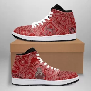 Blood Gang High Sneakers Air Jordan 1 - Red Paisley JD1 Shoes