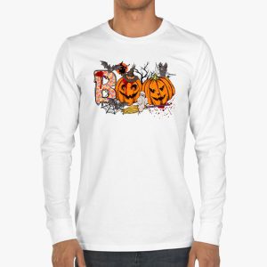Boo Halloween Costume Spiders Ghosts Pumkin Witch Hat Longsleeve Tee 3 3