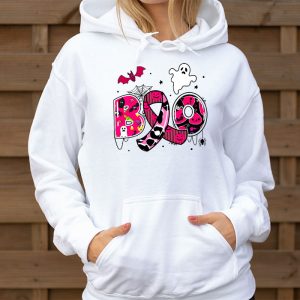 Boo Halloween Pumpkin Pink Ribbon Witch Breast Cancer Hoodie 3 2