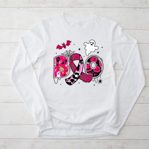 Boo Halloween Pumpkin Pink Ribbon Witch Breast Cancer Longsleeve Tee 2 2