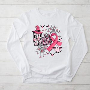 Boo Halloween Pumpkin Pink Ribbon Witch Breast Cancer Longsleeve Tee 2