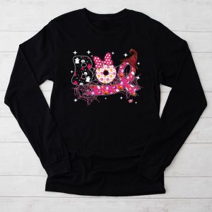 Boo Halloween Pumpkin Pink Ribbon Witch Breast Cancer Longsleeve Tee