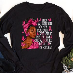 Breast Cancer Awareness Black Women Warrior Pink Ribbon Longsleeve Tee 1