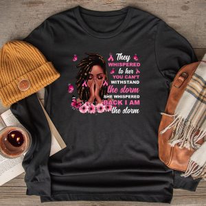 Breast Cancer Awareness Black Women Warrior Pink Ribbon Longsleeve Tee 2 3