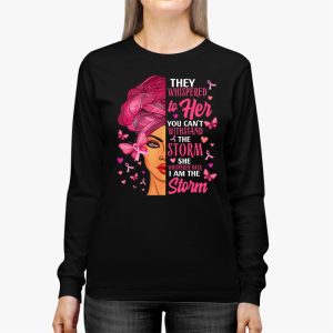 Breast Cancer Awareness Black Women Warrior Pink Ribbon Longsleeve Tee 3 4