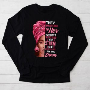 Breast Cancer Awareness Black Women Warrior Pink Ribbon Longsleeve Tee