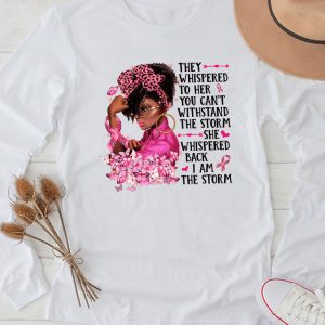 Breast Cancer Awareness Black Women Warrior Pink Ribbon Longsleeve Tee