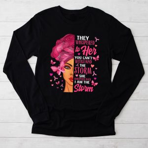 Breast Cancer Awareness Black Women Warrior Pink Ribbon Longsleeve Tee