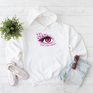 Breast Cancer Awareness Eye Butterfly Ribbon Women Hoodie 1