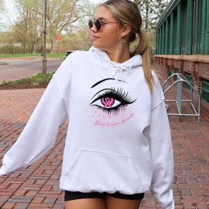 Breast Cancer Awareness Eye Butterfly Ribbon Women Hoodie 2 1