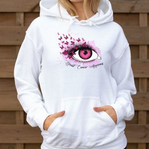 Breast Cancer Awareness Eye Butterfly Ribbon Women Hoodie 3