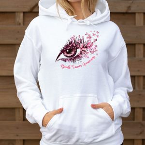 Breast Cancer Awareness Eye Butterfly Ribbon Women Hoodie 3 4