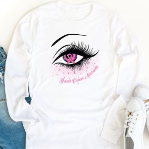 Breast Cancer Awareness Eye Butterfly Ribbon Women Longsleeve Tee 1 1