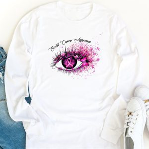 Breast Cancer Awareness Eye Butterfly Ribbon Women Longsleeve Tee 1 2