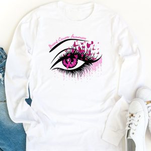 Breast Cancer Awareness Eye Butterfly Ribbon Women Longsleeve Tee 1 3