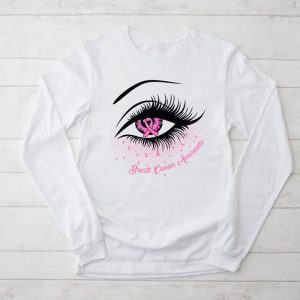 Breast Cancer Awareness Eye Butterfly Ribbon Women Longsleeve Tee 2 1