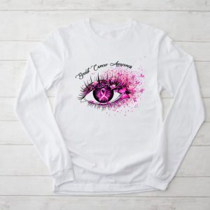 Breast Cancer Awareness Eye Butterfly Ribbon Women Longsleeve Tee 2 2