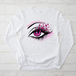 Breast Cancer Awareness Eye Butterfly Ribbon Women Longsleeve Tee 2 3