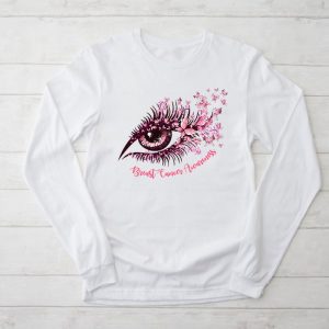 Breast Cancer Awareness Eye Butterfly Ribbon Women Longsleeve Tee 2 4