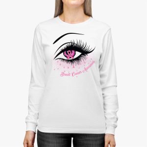 Breast Cancer Awareness Eye Butterfly Ribbon Women Longsleeve Tee 3 1