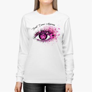 Breast Cancer Awareness Eye Butterfly Ribbon Women Longsleeve Tee 3 2