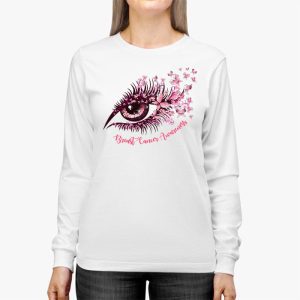 Breast Cancer Awareness Eye Butterfly Ribbon Women Longsleeve Tee 3 4