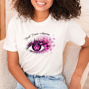 Breast Cancer Awareness Eye Butterfly Ribbon Women T Shirt 2 2