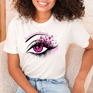 Breast Cancer Awareness Eye Butterfly Ribbon Women T Shirt 2 3