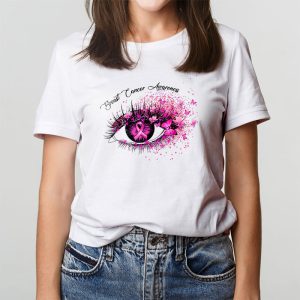 Breast Cancer Awareness Eye Butterfly Ribbon Women T Shirt 3 2