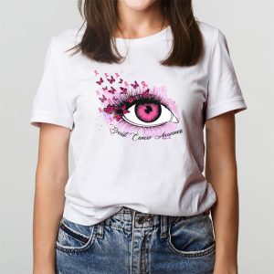 Breast Cancer Awareness Eye Butterfly Ribbon Women T Shirt 3