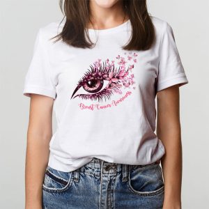 Breast Cancer Awareness Eye Butterfly Ribbon Women T Shirt 3 4