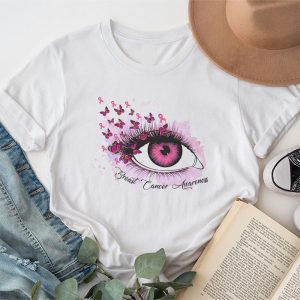 October Breast Cancer Awareness Eye Butterfly Pink Ribbon Perfect Gift T-Shirt